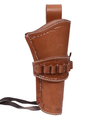 Tree of Leather Western Cowboy Gun Holster Heritage Rough Rider Holster for Revolver with Ammo Loops Tooled Leather Revolver Holster (Tan - .357 -.358 9mm)