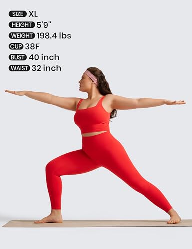 CRZ YOGA Butterluxe Square Neck Crop Tank Tops for Women - Workout Longline Sports Bras Padded Yoga Camisole