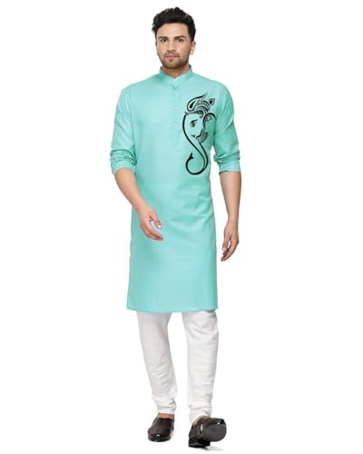 Image of Men's Digital Printed Kurta for Pooja Festival Ganesha