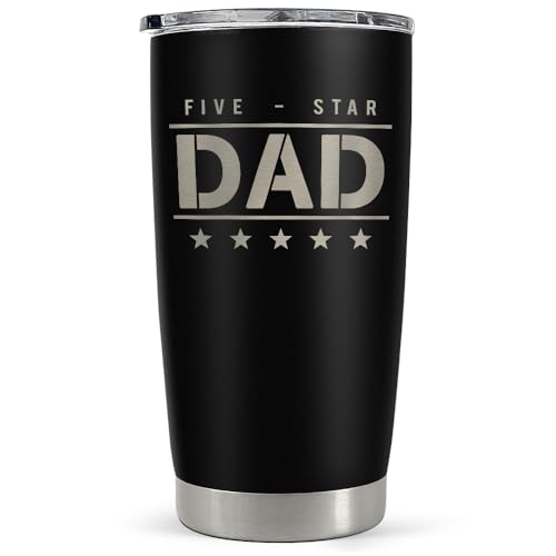 SANDJEST Five-star Dad Tumbler with Lid - Best Dad 20oz Insulated Stainless Steel Mug - Coffee Cup for Travel Sport Outdoor Activities Office, Gift...
