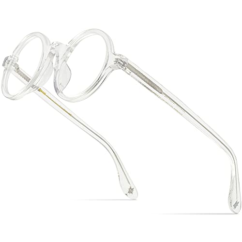 HEPIDEM Acetate Men Vintage Round Optical Glasses Frame Zolman Big 46mm (Clear Big 46mm)