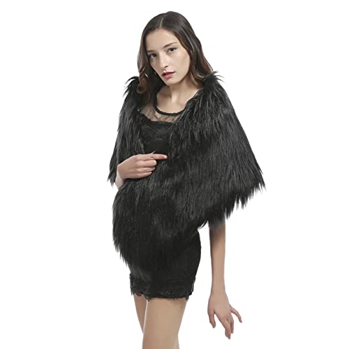 Women's Faux Fur Scarf Wrap Neck Warmer Shrug Poncho Wedding Party Bridal Stole Winter Bridesmaid Cape Shawl Wrap Cover Coat2