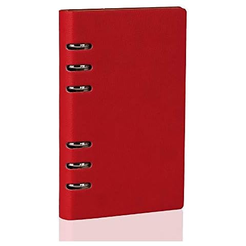 LANGING A5 Classic Refillable Notebook Loose Pocket Leather 6 Holes Rings Binder Journal Hard Cover Diary Bussiness Cover