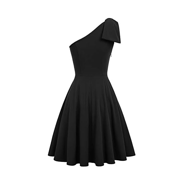 JASAMBAC Homecoming Dresses for Juniors 1950's Dresses for Women One Shoulder Cocktail Dress Wedding Guest Black XL