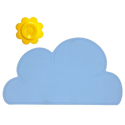 BITEYI Sets de Table en Silicone pour Enfants Nuage Forme Napperon pour Bébé Antidérapant Imperméable (Bleu) Cover