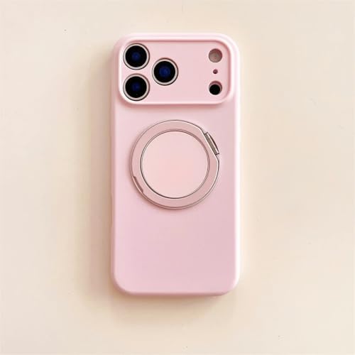 Coque iPhone 14 Pro silicone rose étui magnétique haut de gamme support rotatif