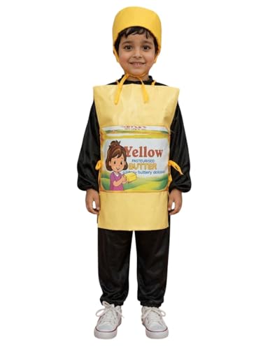 Image of BookMyCostume Yellow Butter Food Kids Fancy Dress Costume 5-6 years
