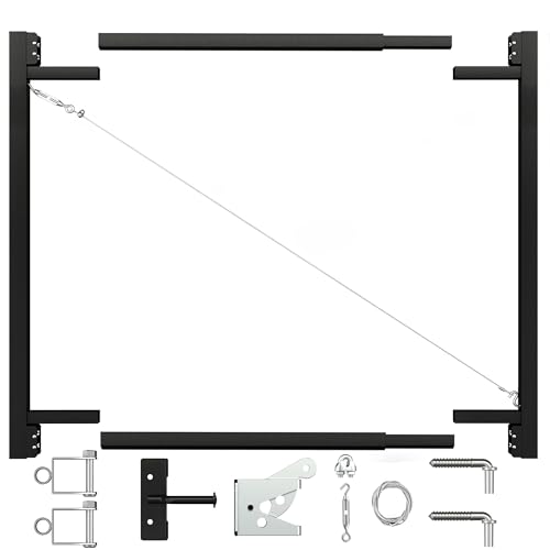 Adjustable Fence Gate Kit -Anti Sag Gate Kit for 36in - 72in Width x 4-5 Height - Heavy Duty Wood Frame gate Hardware Kit Black Finish