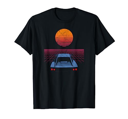 Synthwave Retrowave Aesthetic Vintage Drive Laser 80s 90s Maglietta