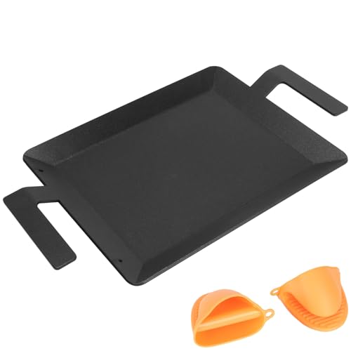 Plancha de acero al carbono – Sartén profesional para inducción, estufa, parrilla de gas, placa eléctrica y más, sartén antiadherente de 43 x 25 cm, para uso en interiores y exteriores