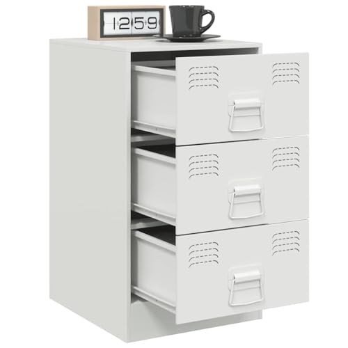 Table de chevet blanche 3 tiroirs table appoint salon chambre acier - 6