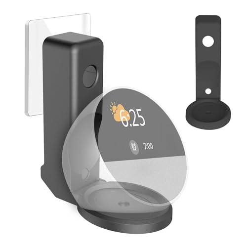 Hengrongshen Soporte de pared con enchufe compatible con Echo Spot Socket, accesorio plegable para Echo Spot Stand con gestión de cables integrada, solución de ahorro de espacio (negro)