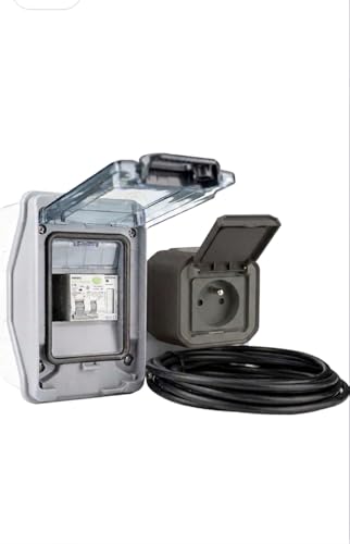 Prise française pour voitures électriques avec prise de charge IP54, petit répartiteur et interrupteur FI/LS 20 A pour voitures EV, kit complet avec câble...