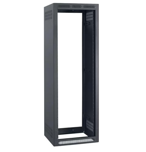 Generic Lowell LFR-3522-LRD LFR Series 35U x 22 Inches Deep Fixed Rail AV Rack without Rear Door; Solid Top with Vents; Welded Sides with Vents; 1-Pair Fixed-Position Front Rails Tapped 10-32