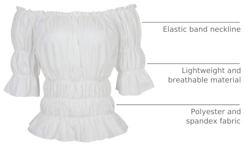 Off the Shoulder Tops for Women Renaissance Pirate Shirt White S - image 4