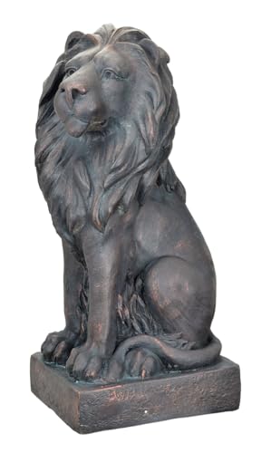 aubaho Escultura XXL de león guardián de la puerta, color negro, estilo antiguo, decoración retro