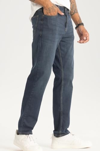 Image of SNITCH Plain Blue Relaxed Fit Jeans