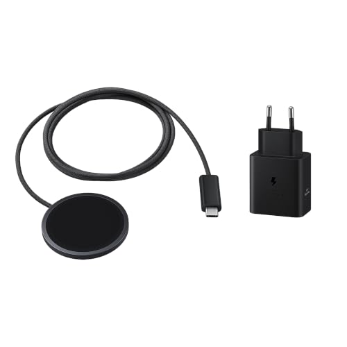 Samsung Magnet Wireless Charger 25W Caricabatterie Wireless Magnetico 25W con cavo dati 1,5m, Caricabatterie 45W incluso, Dark Gray