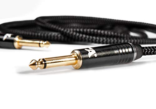 Black Dragon Instrument Cable - Noiseless for Electric Guitar and Bass - 10Foot TS 1 4Inch Straight PL