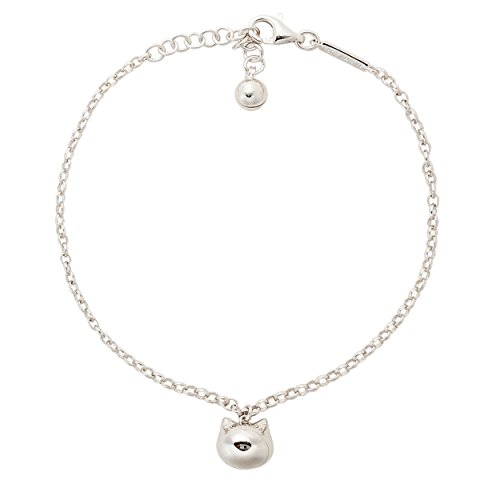 Preisvergleich Produktbild Jewboo Bezauberndes zartes Armband aus 925er-Sterlingsilber mit Glückskatzen-Anhänger für Frauen