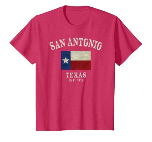 Vintage San Antonio Texas EST 1718 T-Shirt, Youth, Red Heather, 3T