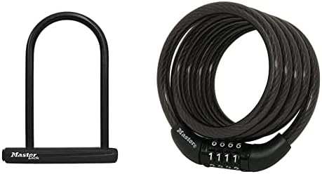 Master Lock U-Lock Bike Lock with Key, U-Lock for Bicycles, Lock for Outdoor Equipment, 8170D & Bike Lock Cable, Combination Bicycle Lock, Cable Lock for Outdoor Equipment, 8143D