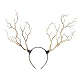 Lurrose Tree Branches Headbands Deer Antler Hairband Elk Horn Hair Wreath Fairy Antler Headpiece for Halloween Christmas Party, Orange