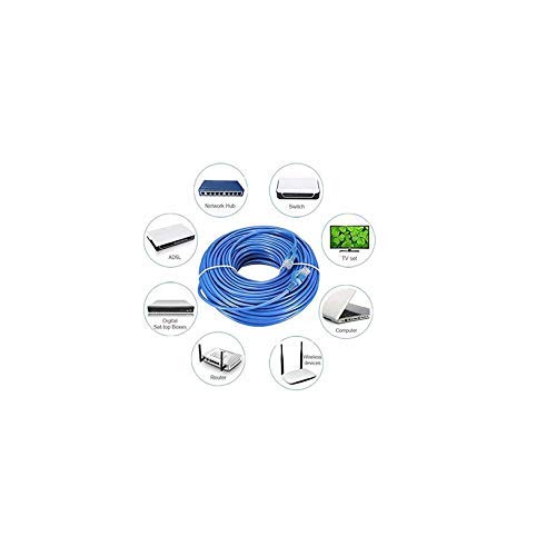 Image of ATEVON 5M CAT5 Ethernet LAN Cable - High-Speed RJ45 Network Patch Cord for PC, Laptop, Router, Modem & Switch - Blue /White - Pack of 1