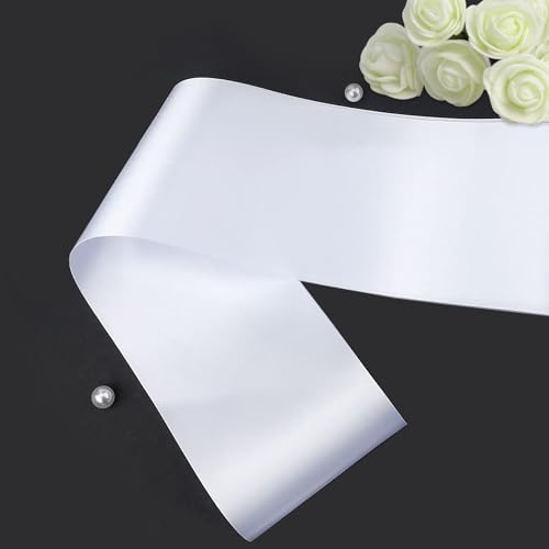 Eyuwn White Bride Sash with Pearls and Rhinestones, Bachelorette Party Sash, Bridal Shower Gift Wedding Party Decorations