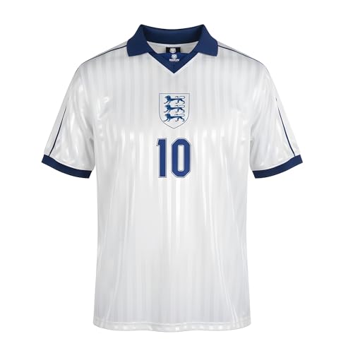 MAMUN Maillot de football rétro Angleterre, Blanc avec des accents bleus, XXL