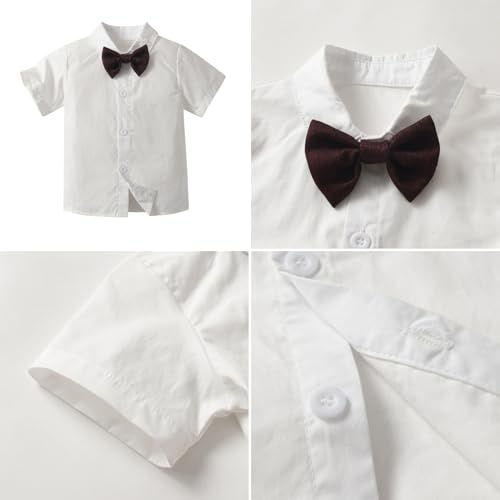 Image of Mud Kingdom Boys Suit 4 Piece Dress Shirt Vest Shorts Set with Bow Tie 2-8 Years