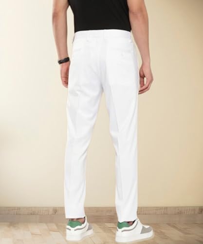 Image of MALENO Slim Fit Ankle Length Cotton Lycra Blend Formal Trouser for Men | Stretchable Ankle Length Formal Pant for Men