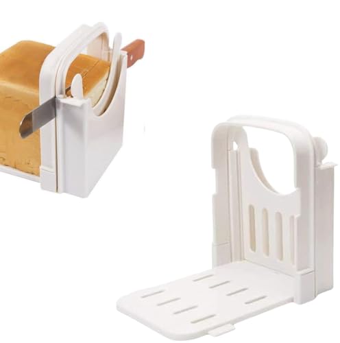 GJFWQC Foldable Bread Slicer, Manual Adjustable Slice Thickness Bread/Roast/Sandwich Maker/Loaf Slicer Cutter,Cooking Tools for Cutting Bread in Kitchen