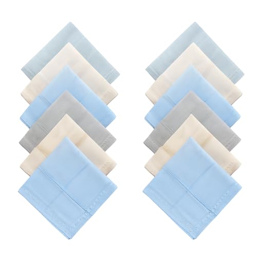 Image of Premium 100% Cotton Handkerchiefs for Men, 48 x 48 cm, Large Size Rumal Napkins, White & Multicolor Stripes