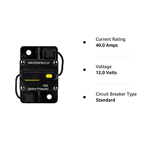 40 Amp Audio Circuit Breaker,12V-48V Dc Fuse Holder,30-300A Breaker Switch,Inline Circuit Breaker With Reset Button,For Automotive Marine Boat Audio System Current Overload Protection #TOP7