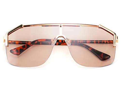 FEISEDY Classic Siamese One Piece Oversized Sunglasses Nice Rimless Stylish Retro Design for Women Men B26342