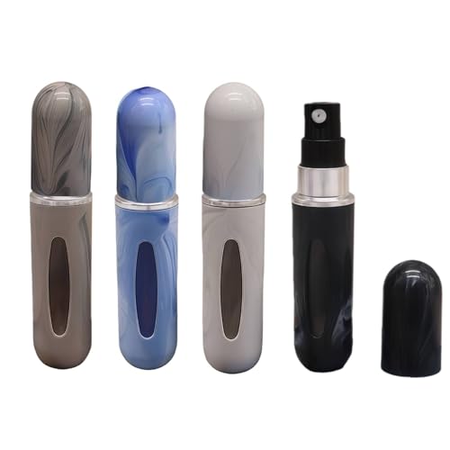 5ML Travel Perfume Bottle Refillable, 4PC Mini Perfume Refillable Bottle, Fill from Bottom Travel Perfume Bottle for Traveling and Outgoing (Blue- white-black-gray)