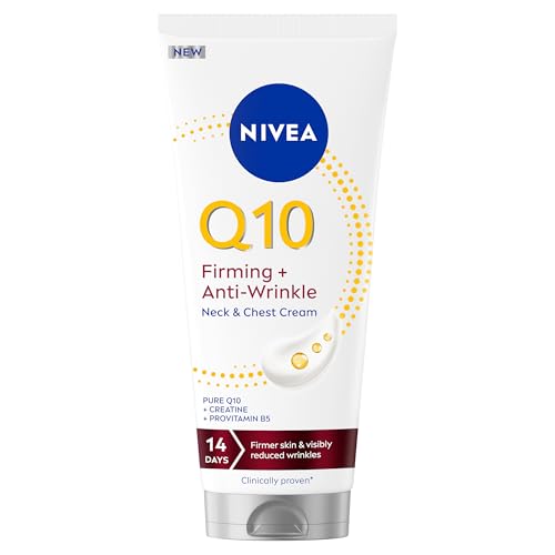 NIVEA Q10 Firming + Anti-Wrinke Body Neck & Chest Cream Moisturiser 200ml Neck Firming Cream to Reduce Fine Lines and Wrinkles Neck Cream Formulated with Q10 Creatine and Vitamin B5