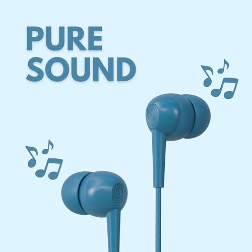 Image of Loud Pro Wired Earphone with Powerful HD Mic for Clear Sound, in-Line Volume Controller & Noise Cancellation Compatible with only 3.5mm Jacks in Mobiles- Blue