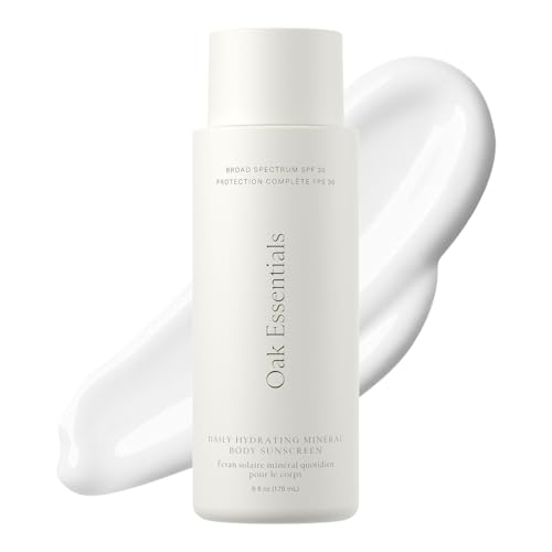 Oak Essentials Daily Hydrating Mineral Body Sunscreen SPF 30 Broad Spectrum 11% Non-Nano Zinc Oxide Sunblock Lightweight Mineral Sunscreen for Dry Skin Fast-Absorbing Non-Greasy Finish 6 Fl Oz