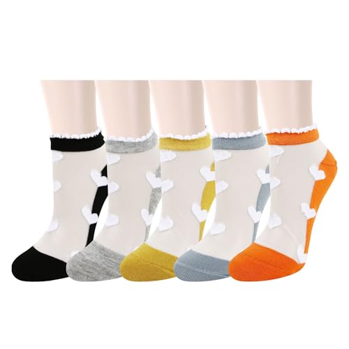 Image of Benefeet Sox Sheer Socks for Women Girls Mesh Ankle Socks Transparent Mesh Lace Sock Cute Thin Nylon See Through Sock