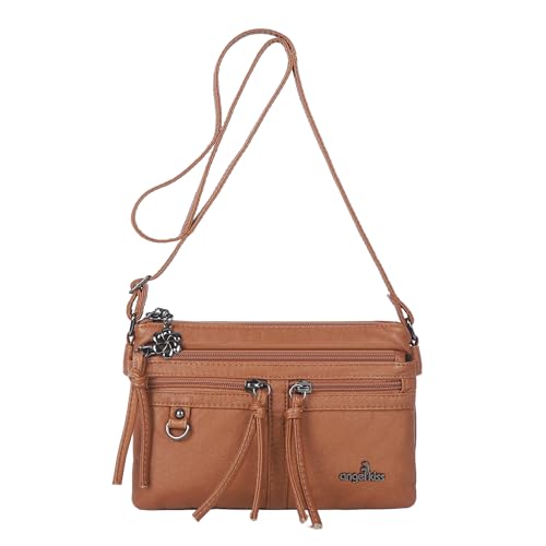 Image of Angel Kiss Small Crossbody Bag for Women Leather Crossbody Purse Triple Compartments Cell Phone Purse Shoulder Bags for Women