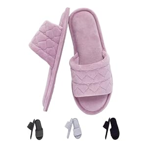 Women’s Open Toe House Slippers Soft Velvet Portable Memory Foam GRS