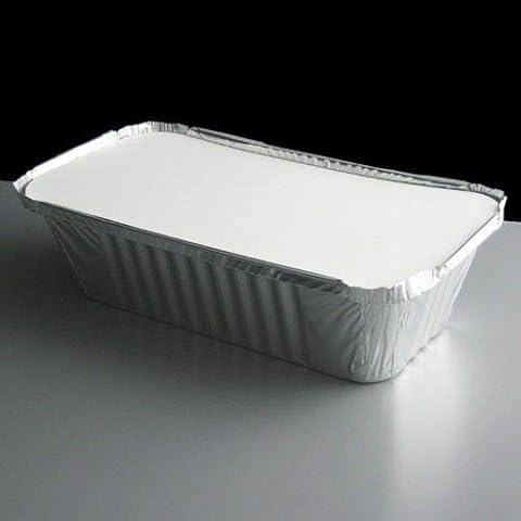 50 x Aluminium Foil Food Containers and Lids Size 6a Trays Large Storage Takeaways… Cover