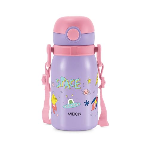 Image of MILTON Torque 450 ISI Certified Stainless Steel Water Bottle, Leak Proof, Rust Proof, Single walled,1 Yr Warranty, Ideal Sipper Water Bottle for School Kids Bottle, 455 ml, Purple (Space)