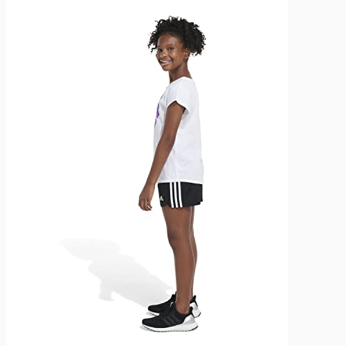 adidas Girls Short Sleeve Scoop Neck Tee 22 T Shirt, White/Peace, Medium4