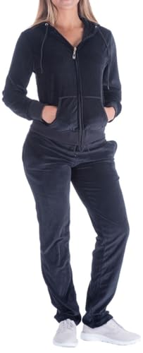 Image of LeeHanTon Womens Jogging Suits Sets Running Velour Outfit Zipper Warm Up 2 Pieces Hoodie and Pant Tracksuit