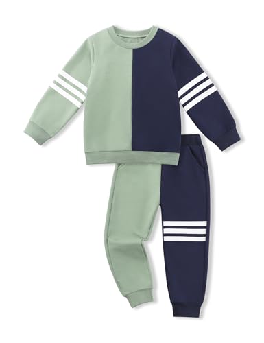 Toddler Boy Sweatsuit Stripe Long Sleeve Pull On Clothes Two Tone Tops and Pants Fall Winter Set
