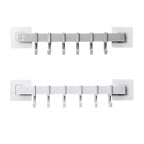 Porta Utensili da Cucina, 2 PCS Barra Portautensili Scaffale di Stoccaggio Organizer Con 6 Ganci Rimovibili per Bagno e Cucina Utensils Holder