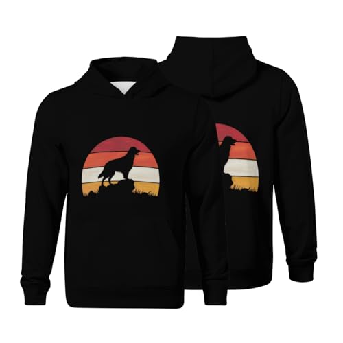 Kids Silhouette Retro Golden Retriever Pet Dog Boys Girls Lightweight Kangaroo Pocket Fleece Hoodies